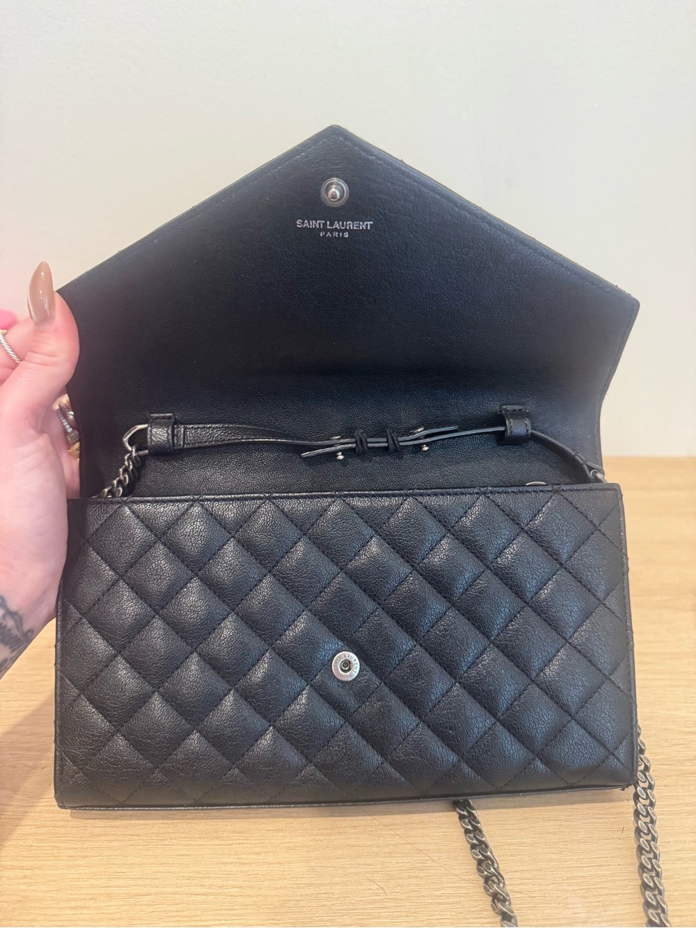Yves Saint Laurent Black Quilted Leather Chain Crossbody - Picture 3 of 4
